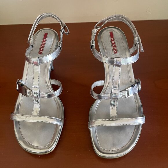 Prada silver sandals, size 7 - Picture 1 of 5